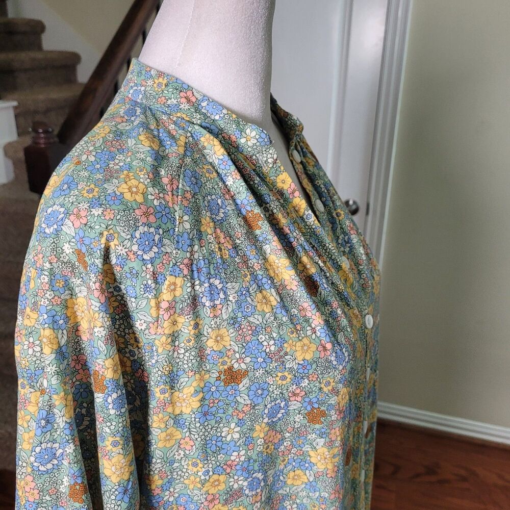 MABLE Cottagecore Tiered Maxi Shirt Dress Groovy Floral Print Spring Vacation - Picture 12 of 16